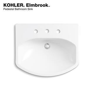 KOHLER Elmbrook 7.6875 in. Pedestal Sink Basin in White with 4 in. Centerset Faucet Holes K-R5337-4-0