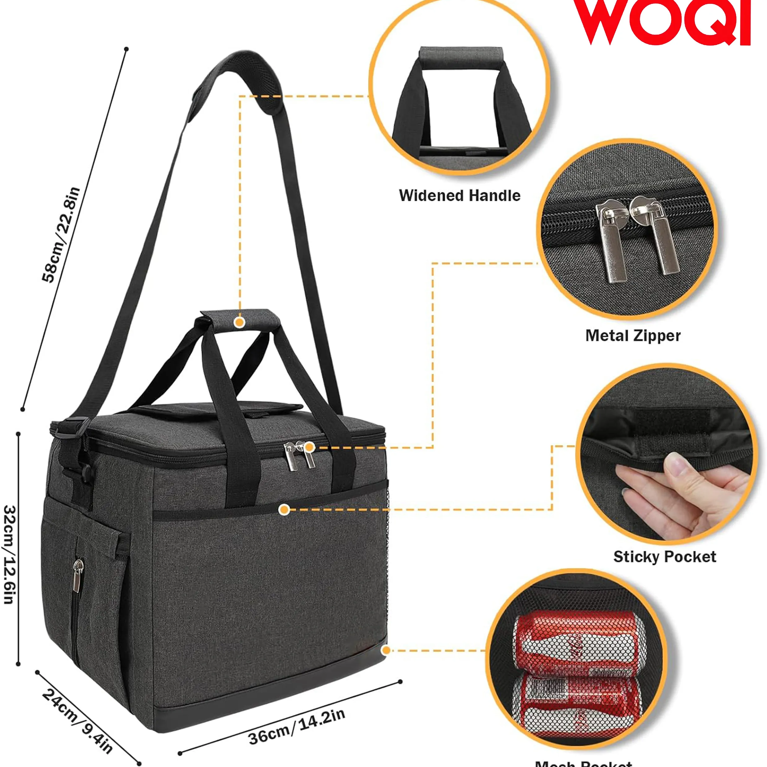 WOQI foldable soft cooling bag  insulated lunch bag  beach cooler  freezer  large camping cooler. Portable travel cooler