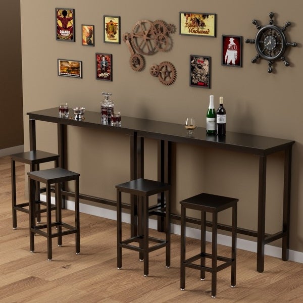 3 Pieces Bar Table Counter Breakfast Bar Dining Table with Stools