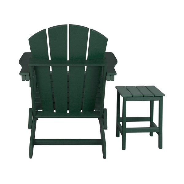 3-Piece Outdoor Adirondack Patio Chair with Ottoman and Side Table Set， Dark Green - Overstock - 37851974