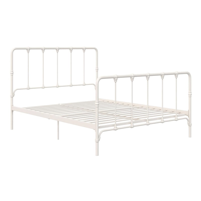 LikeHome Lida Farmhouse Metal Bed with Under Bed Storage in Full Frame, White