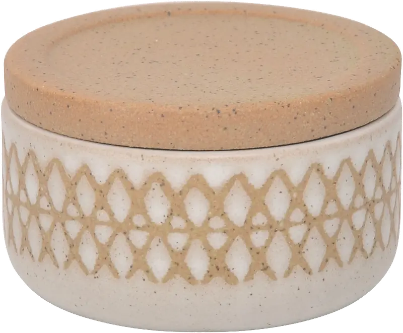 Sand Ceramic X-Design Lidded Jar