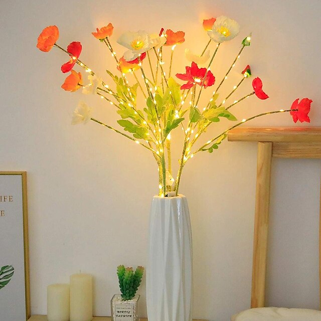 3PCS Flower Design Decoration Light Modern Plastic Fake Flower Design Decorative Light For Home Decoration