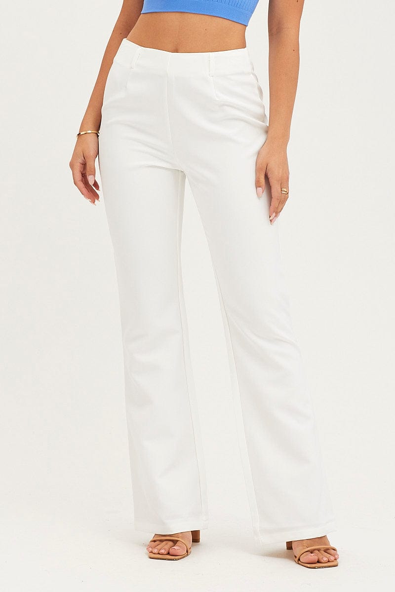White Flare Pants Mid Rise