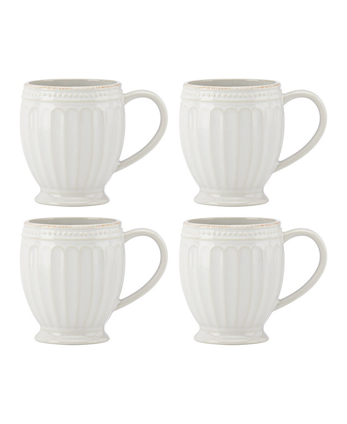 Lenox French Perle Groove Mugs Set Of 4