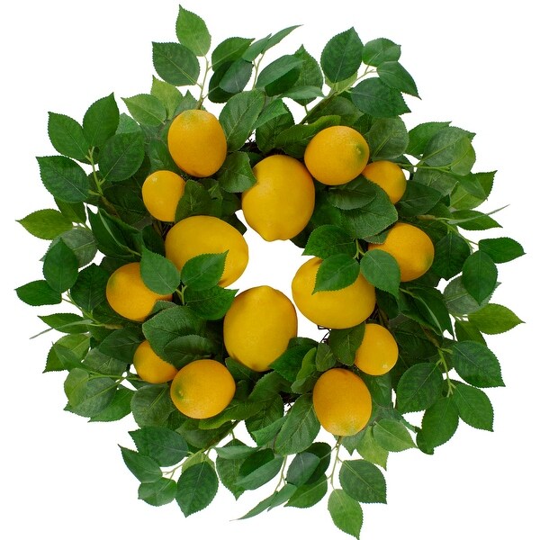 Lemons and Leaves Artificial Spring Wreath，Yellow