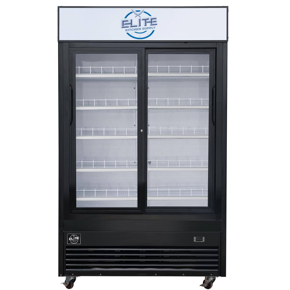 Elite Kitchen Supply 33.3 cu. ft. Commercial Merchandiser Refrigerator with Sliding Glass Doors in Black EKS-ESM41SR