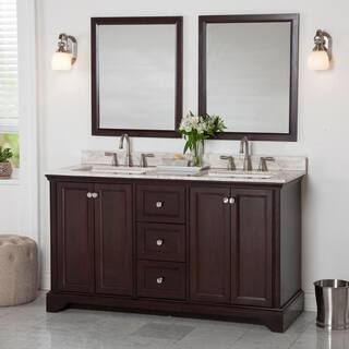 Home Decorators Collection Stratfield 61 in. W x 22 in. D Bath Vanity in Chocolate with Stone Effect Vanity Top in Winter Mist with White Sink SF60P2V18-CH