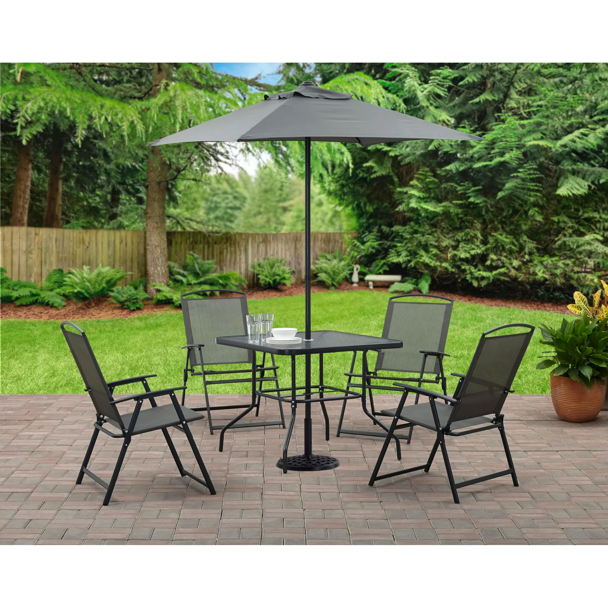 Mainstays Albany Lane 6 Piece Outdoor Patio Dining Set， Grey