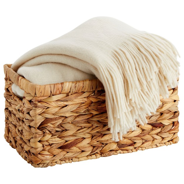 Juvale 2 Pack Small Rectangular Wicker Baskets For Shelves 6 Inch Wide Hand Woven Water Hyacinth Baskets