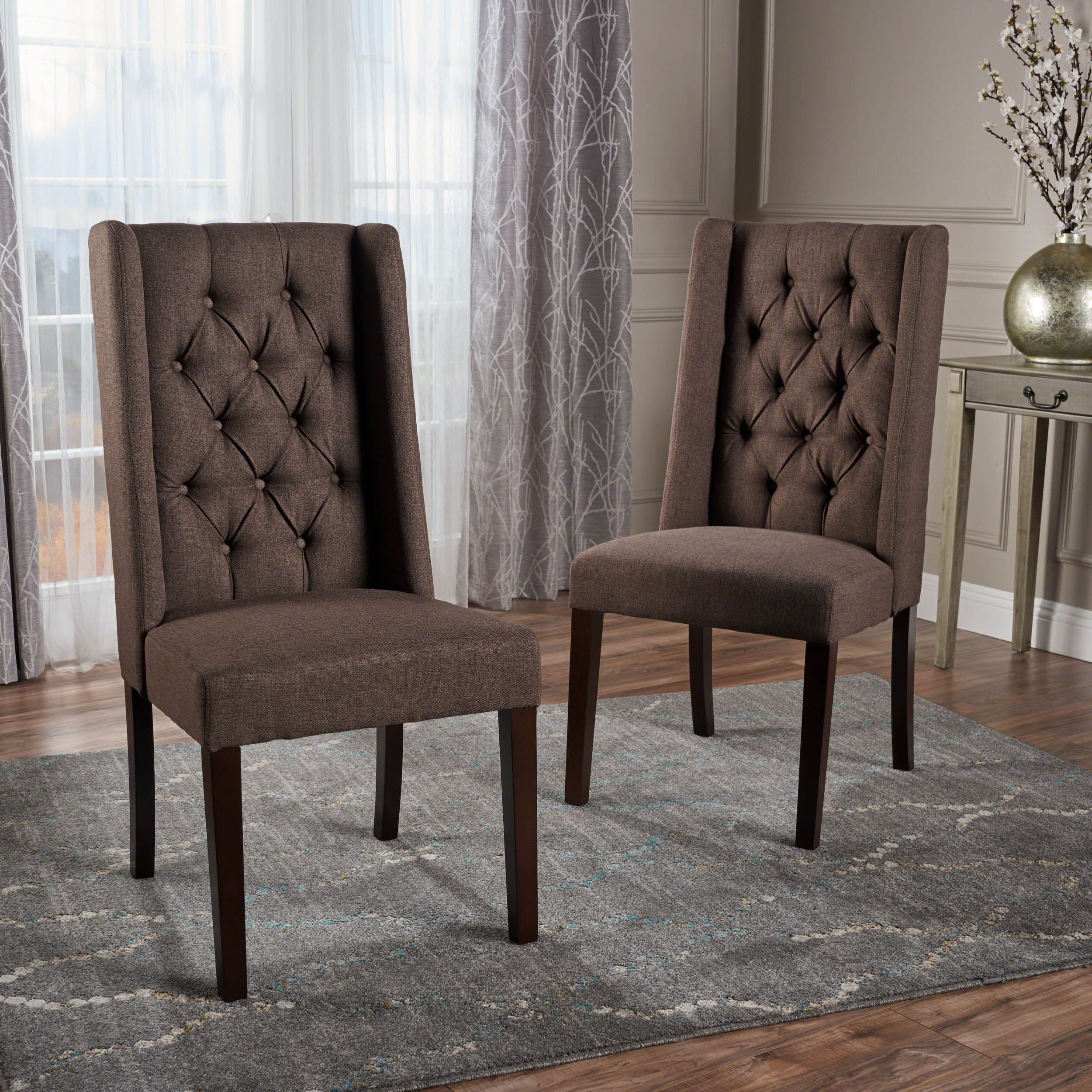 Billings Tufted Fabric High Back Dining Chairs (Set of 2)