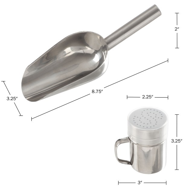 Great Northern Popcorn Scoop And Seasoning Shaker Set 2 piece Stainless steel Serving Accessories Kit