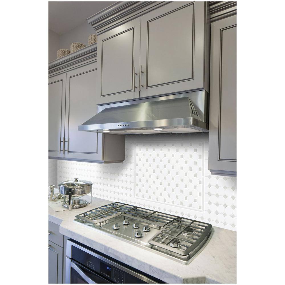 Daltile Octagon and Dot Matte White with Gray Dot 12 in. x 12 in. Glazed Ceramic Mosaic Tile (10 sq. ft.case) PR922OCT44HD1P2