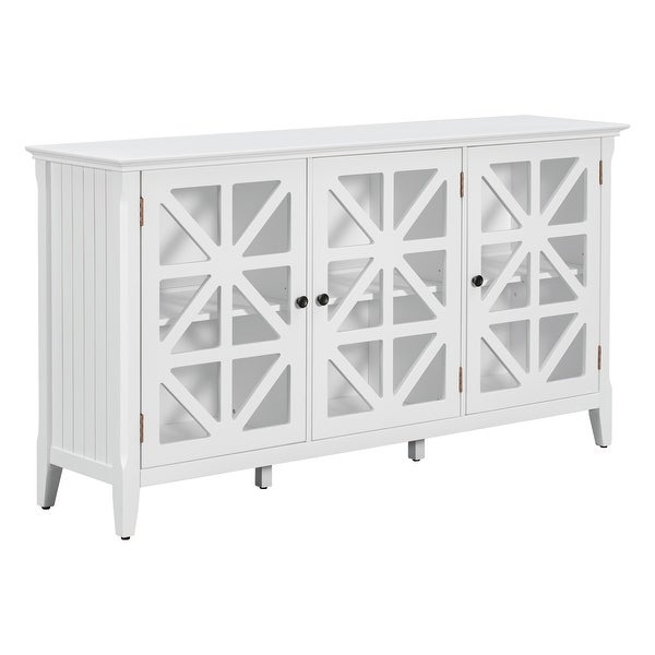 Farmhouse White Entryway Console Table with Adjustable Shelves