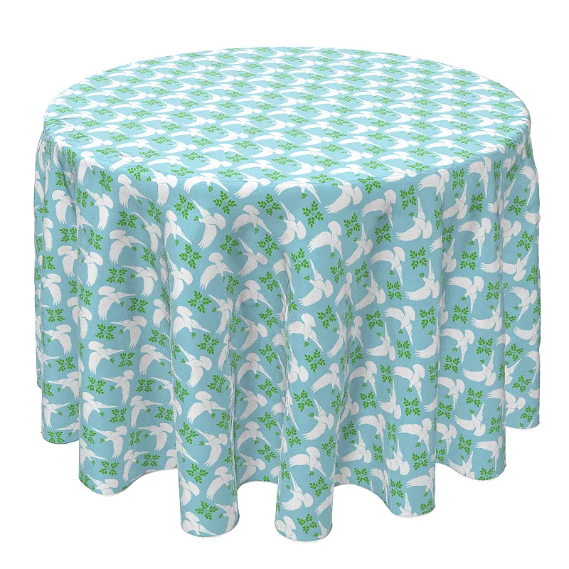 Round Tablecloth， 100% Cotton， 60 Round， Flying Doves