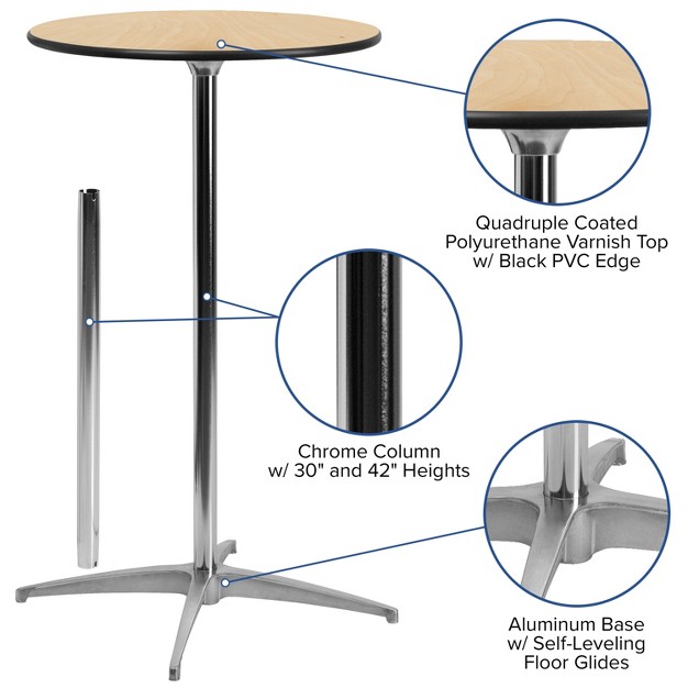 Flash Furniture 24 x27 x27 Round Wood Cocktail Table With 30 x27 x27 And 42 x27 x27 Columns