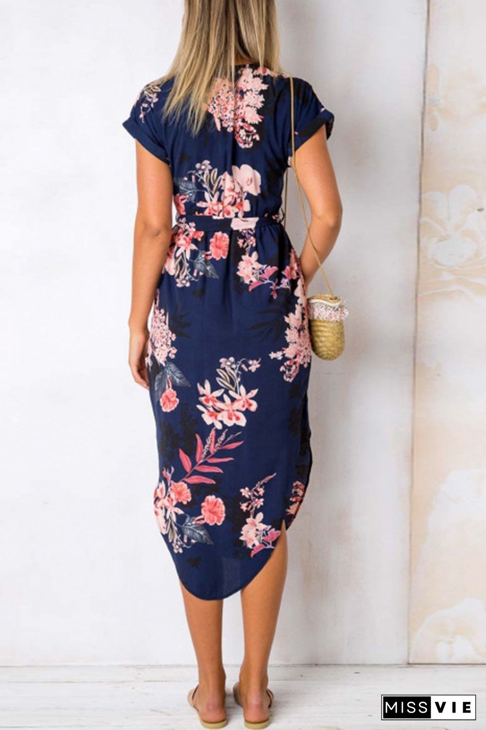 Casual Print Split Joint Irregular Dress Dresses