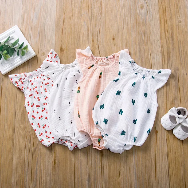 Summer Newborn Infant Baby Girls Romper Muslin Cotton Linen Infant Romper Playsuit Jumpsuit Fashion Baby Clothing