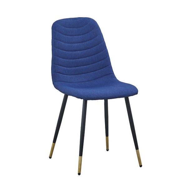 Gem 17 Inch Modern Metal Dining Chairs， Velvet Tufted， Set of 4， Blue