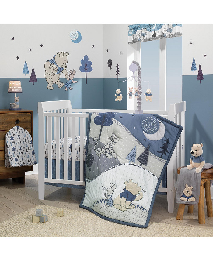 Lambs and Ivy Disney Baby Forever Pooh Blue Gray Bear 3-Piece Baby Crib Bedding Set by Lambs and Ivy