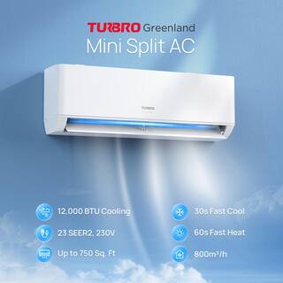 TURBRO Greenland 12000 BTU Ductless Mini Split AC with Heat Pump WiFi-Enabled 23 SEER2230V GL12K230