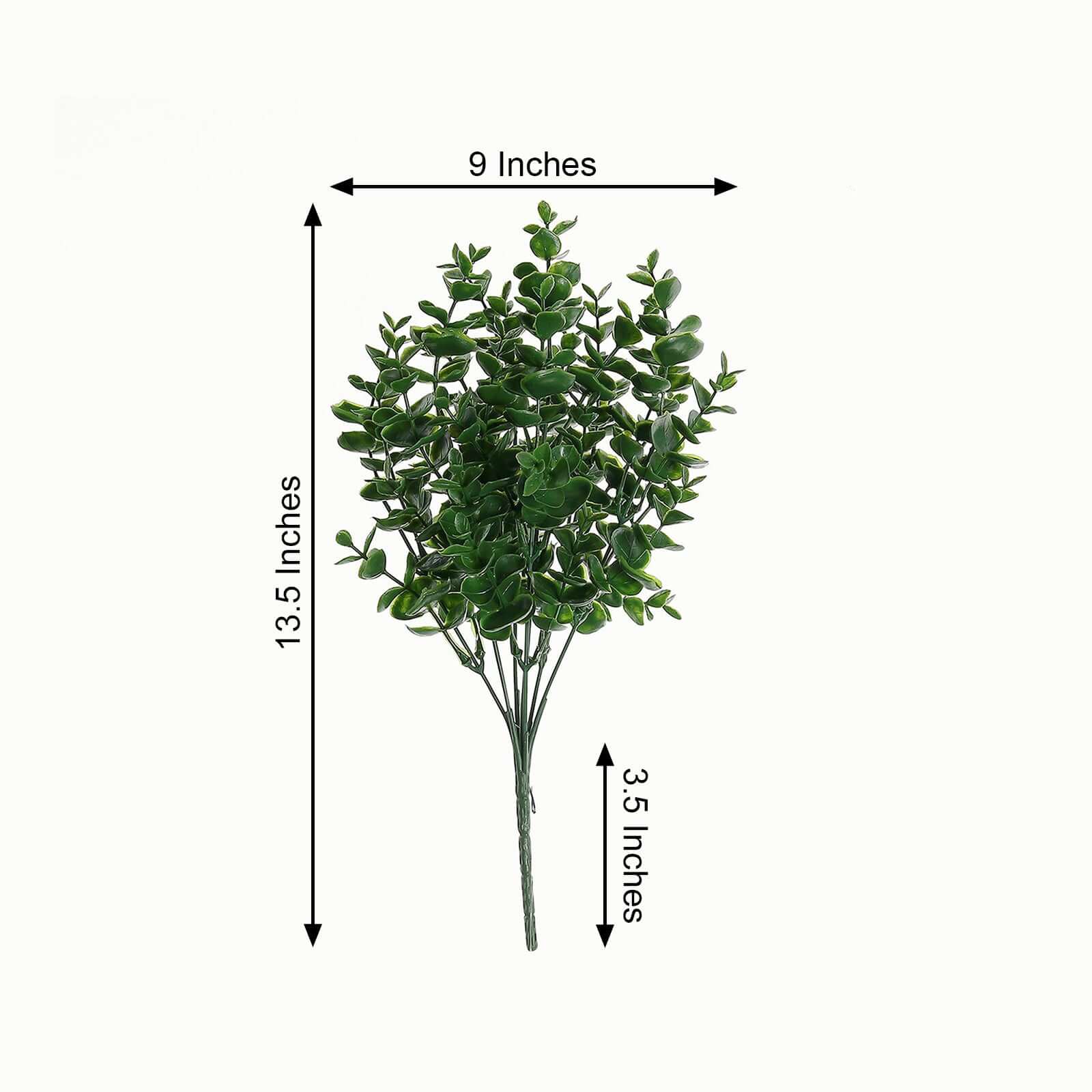 3 Stems Artificial Eucalyptus Bush, Faux Greenery Bouquet Plants 13