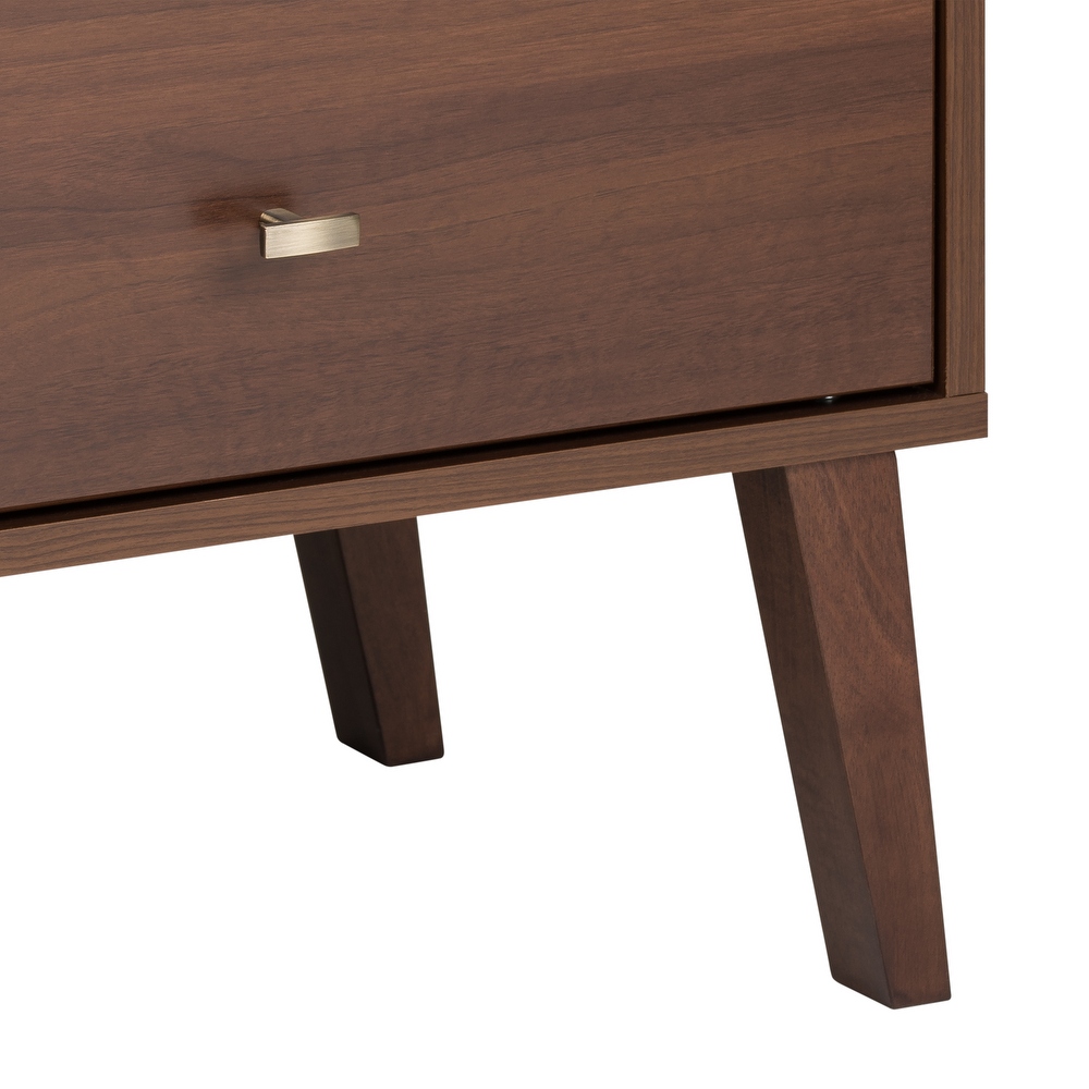 Prepac Milo Mid Century Modern 2 Drawer Nightstand with Open Shelf  Bedside Table  Contemporary Bedroom Furniture