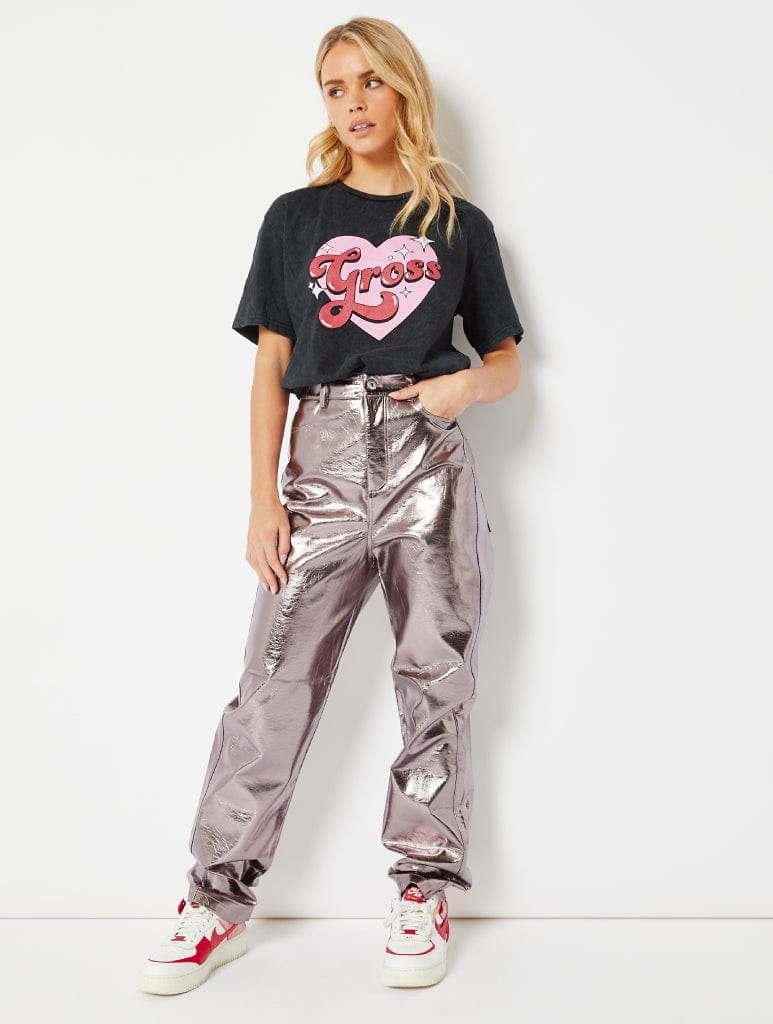 Gross Graphic Oversized Acid Wash T-Shirt