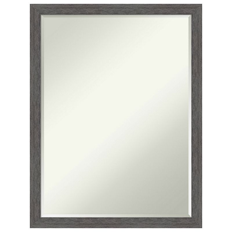 Pinstripe Plank Grey Thin Petite Bevel Bathroom Wall Mirror