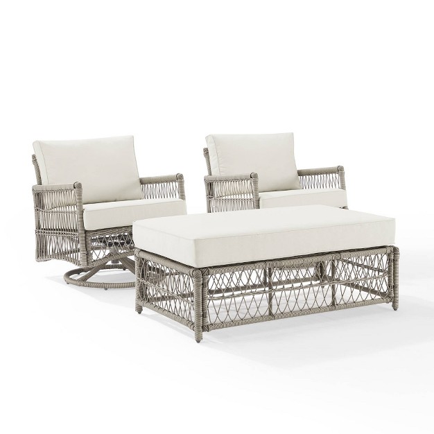 3pc Thatcher Outdoor Steel Conversation Set Creme driftwood Crosley