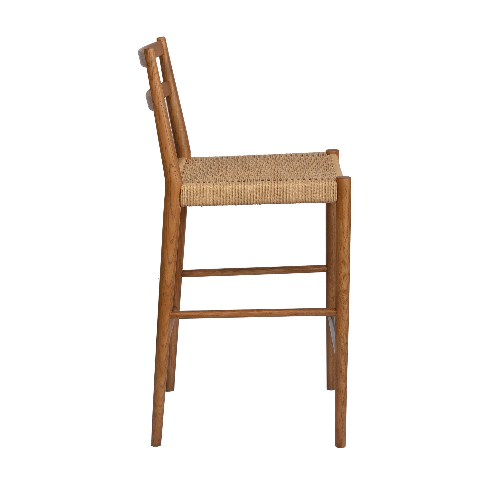 Jakarta Counter Stool with Back - Walnut/Natural Woven Seat