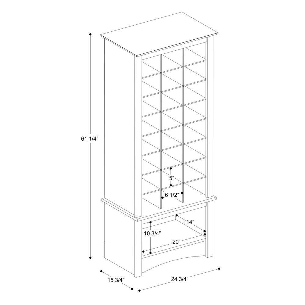 Prepac 61.25 in. H x 24.75 in. W x 15.75 in. D Black Wood 24-Cube Organizer BUSR-0008-1