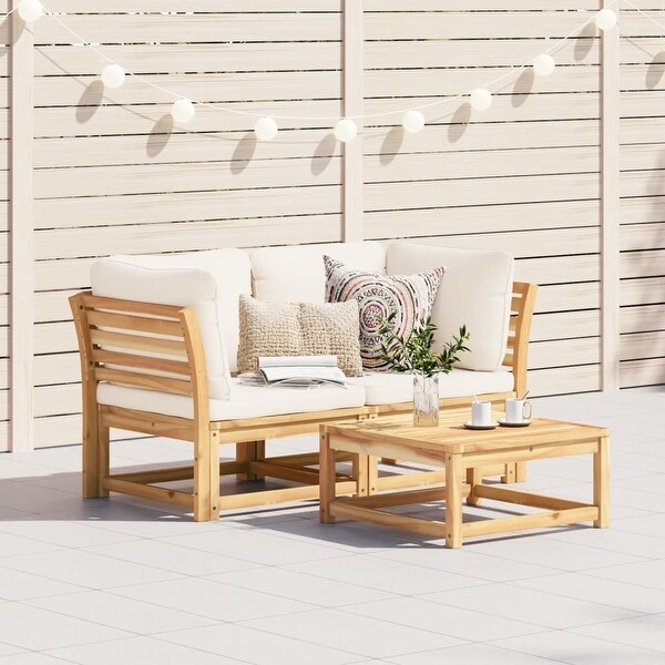 vidaXL Patio Sofa with Cushions 2Seater Outdoor Loveseat Solid Wood Acacia