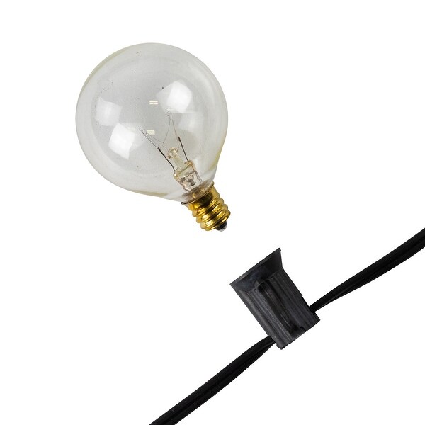 10ct Pure White LED G50 Globe Patio Lights，10ft Black Wire