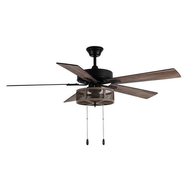 Carbon Loft Dixsie 5-blade Woodgrain Farmhouse LED Ceiling Fan - 52