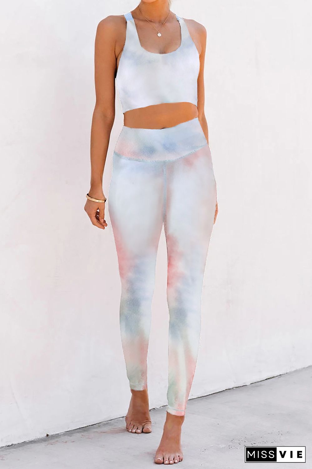 Tie-dye Print Sport Bra Pants Set