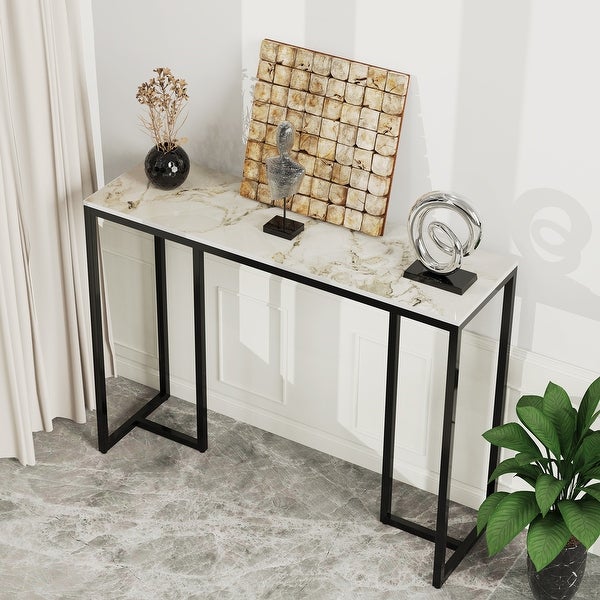 Long Modern Console Entry Table Sintered Stone Console Table for Foyer - 39