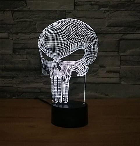 Punisher Skull 3d Night Light 7 Color Change Led Desk Lamp Touch Button Room Decor