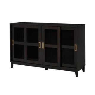 Home Decorators Collection Canonbury Ebony Brown Wood Buffet Table with Glass Doors (55.30 in. W x 34 in. H) SK19239Dr1-E