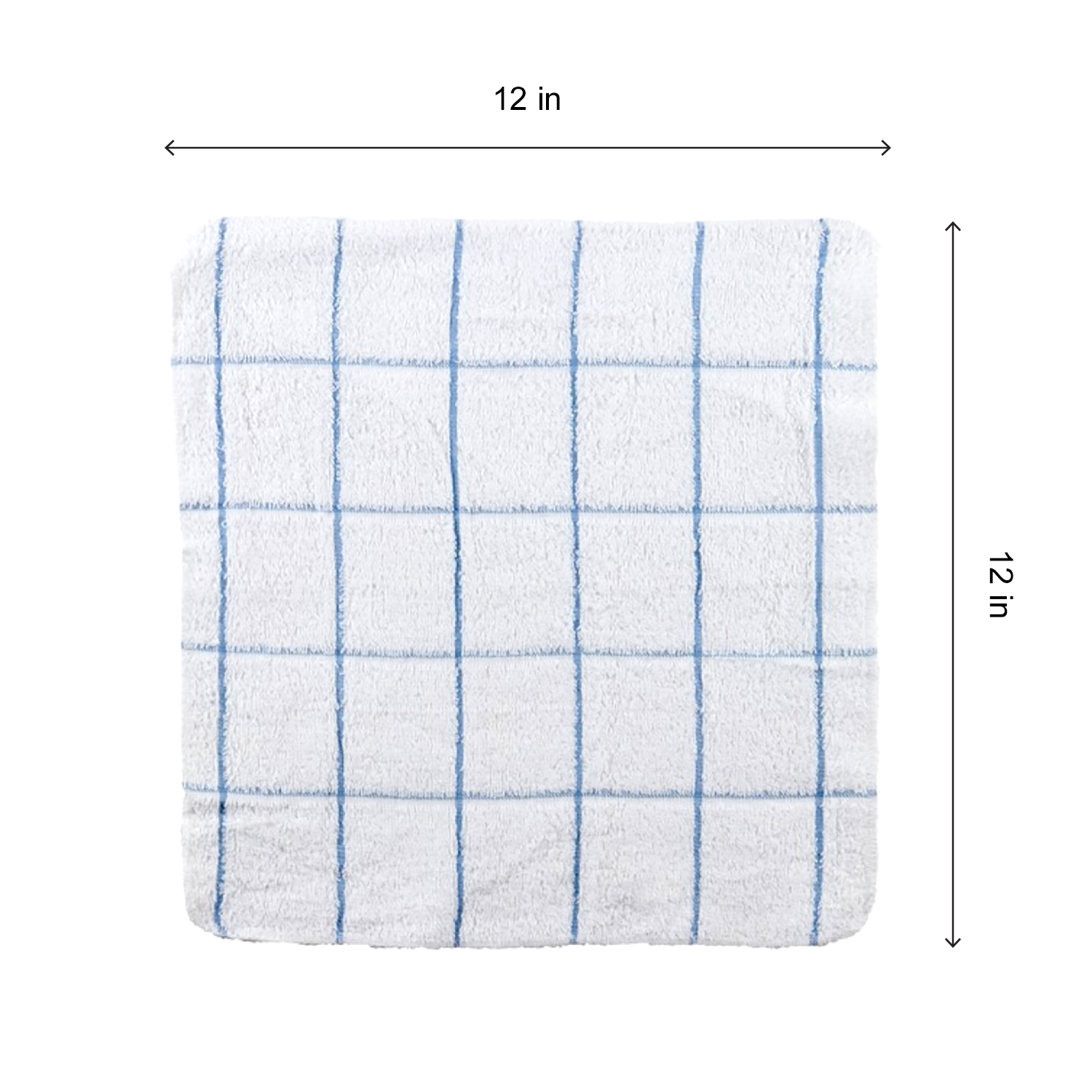 Arkwright Cotton Kitchen Dishcloths - 12 x 12 - Blue Windowpane Striped Pattern - Pack of 12