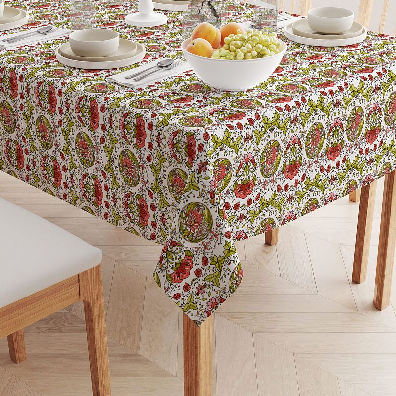 Rectangular Tablecloth， 100% Cotton， 52x104， Floral 3