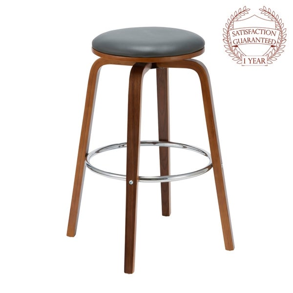 Porthos Home Williams Swivel Bar Stools (Set of 2)， PU Upholstery， Wooden Legs