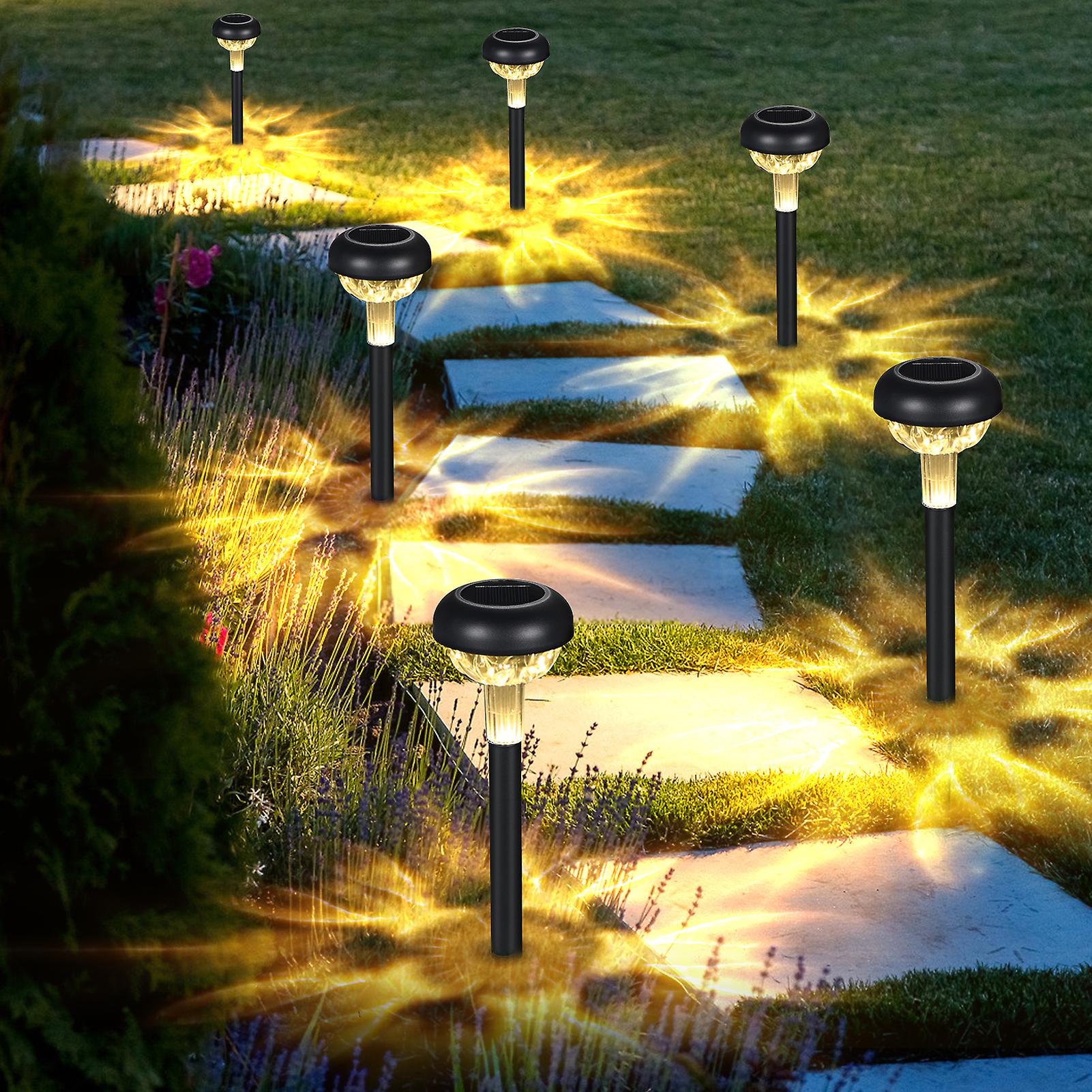 Tomshine 6pcs Leds Outdoor Solar Powered Lamp Lawn Light Sensitive Light Control/ Built-in 600mah Rechargeable Cell/ Ip65 Water Resistance Landscape L