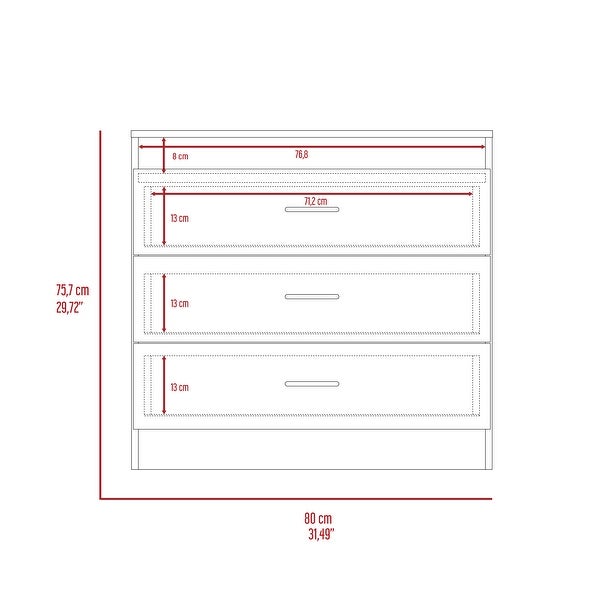 TUHOME Melia 3 Drawer Dresser with Superior Top and Metal Hardware - - 34809657