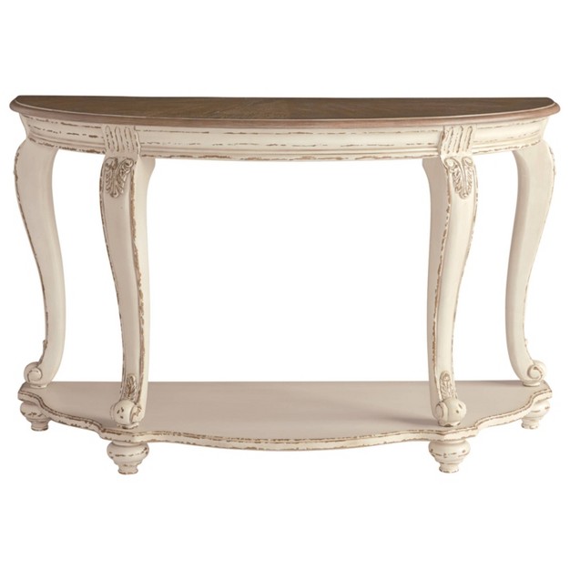 Realyn Sofa Table White brown Signature Design By Ashley