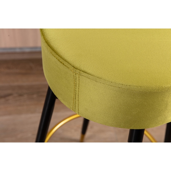 Modern Set of 2 Counter Height Bar Stools with Golden Footrest