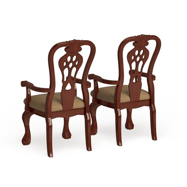 Harper Traditional Cherry Wood Dining Arm Chairs (Set of 2) by Furniture of America