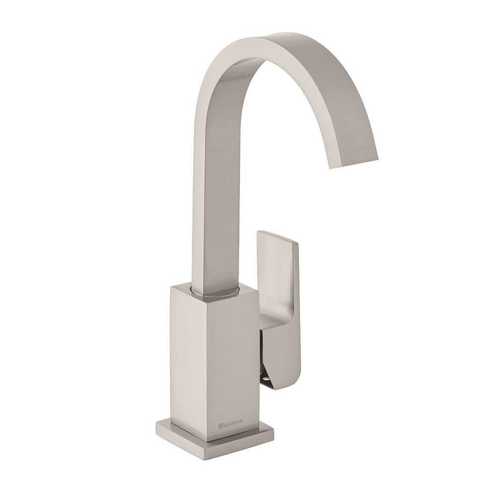 Glacier Bay Farrington Single Hole Single-Handle High-Arc Bathroom Faucet in Brushed Nickel HD67524W-6104