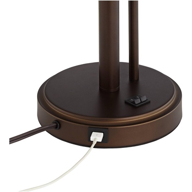 Tall Set Of 2 With Usb Charging Port Gooseneck Led Bronze Oatmeal Shade For Bedroom Living Room