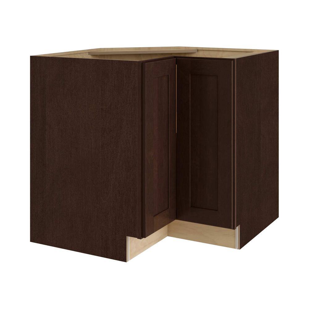 Home Decorators Collection Franklin Assembled 36x34.5x24 in. Plywood Shaker Lazy Suzan Base Corner Kitchen Cabinet Left in Stained Manganite EZR36SSL-FMG